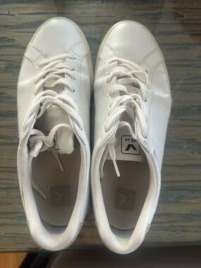 Veja White Low-Top Leather Sneakers